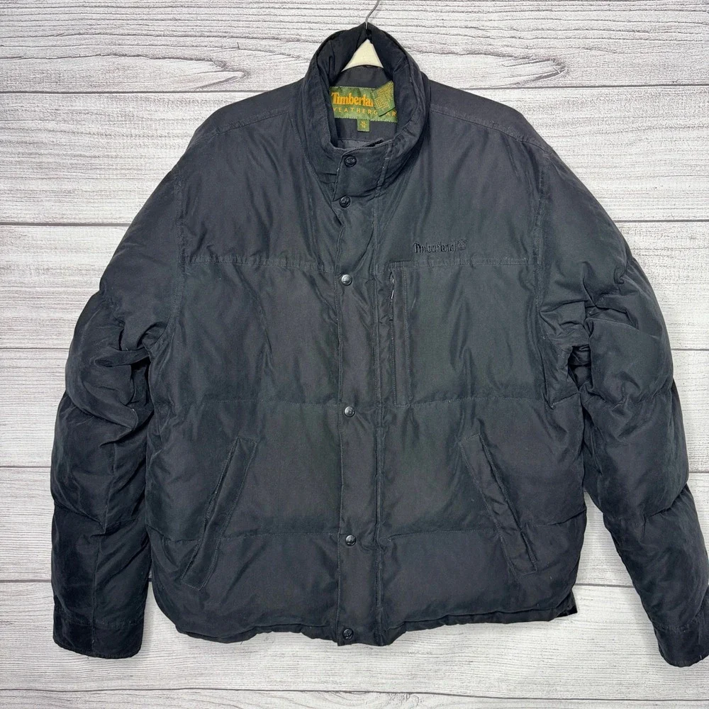 Timberland Weathergear Duck Down Puffer Jacket Winter Coat Mens‎ XL Black